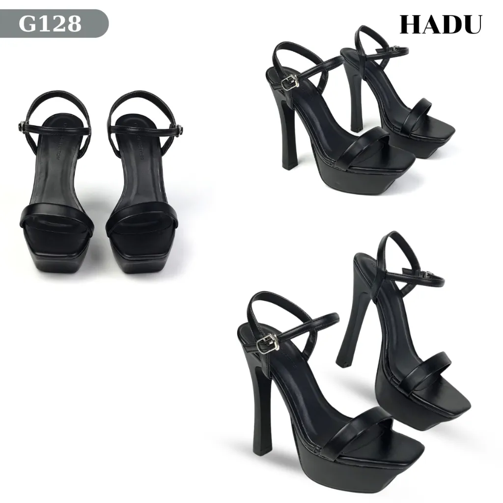Ảnh Giày Nữ Cao Gót 12P Đế Vuông Quai Ngang HADU GG128 Đúp Trước 3P Da PU Cao Cấp BH 24 Tháng 1