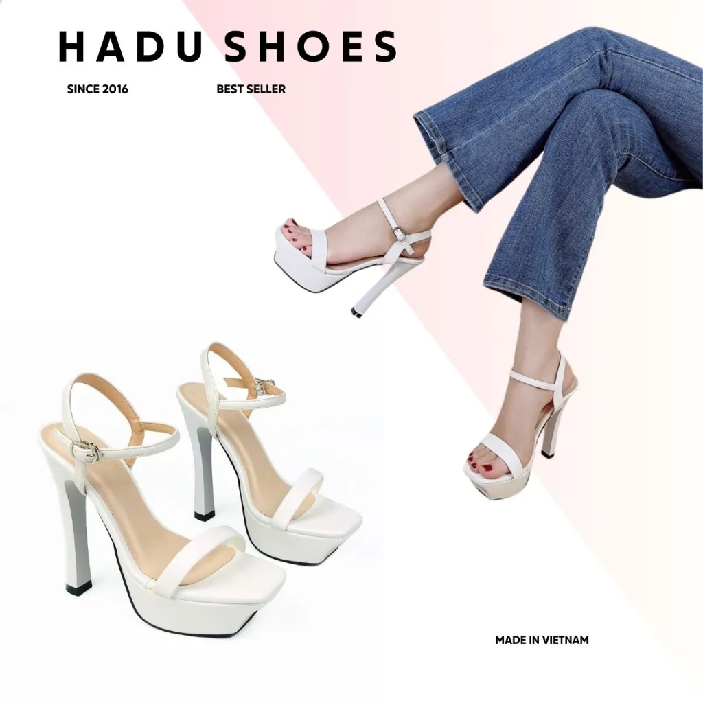 Ảnh Giày Nữ Cao Gót 12P Đế Vuông Quai Ngang HADU GG128 Đúp Trước 3P Da PU Cao Cấp BH 24 Tháng 4