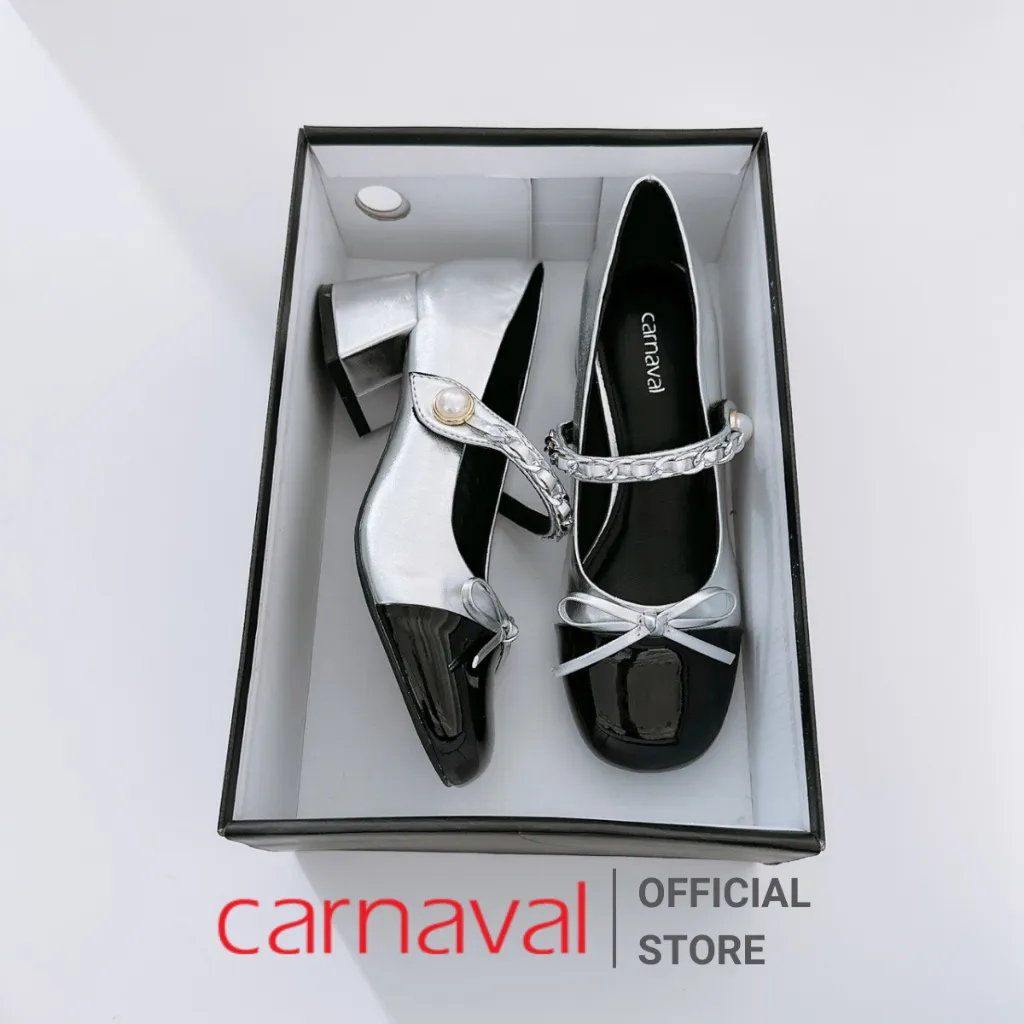 Ảnh Giày Nữ Cao Gót Kiểu Dáng Búp Bê Trang Trí Nơ, Quai Gài Đính Ngọc Trai Carnaval Siểu Xinh - VS83 2