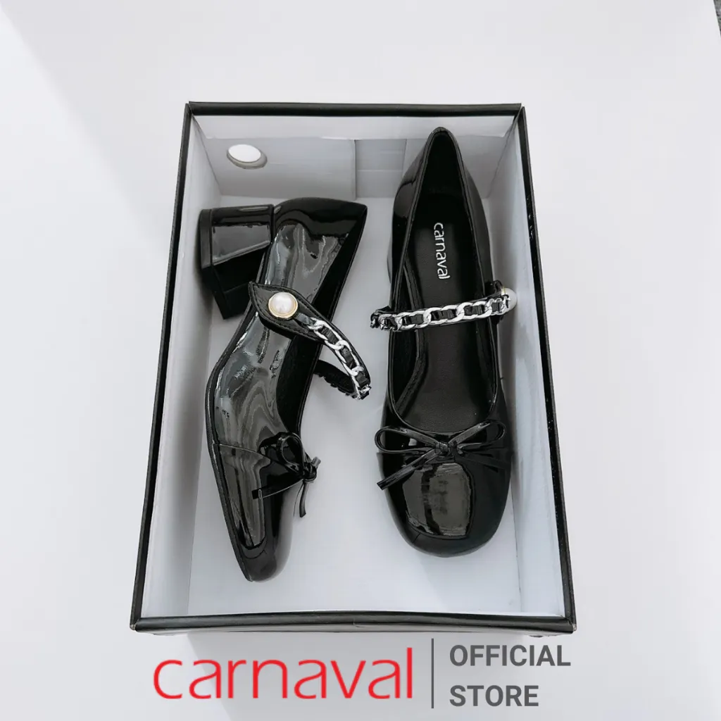 Ảnh Giày Nữ Cao Gót Kiểu Dáng Búp Bê Trang Trí Nơ, Quai Gài Đính Ngọc Trai Carnaval Siểu Xinh - VS83 3