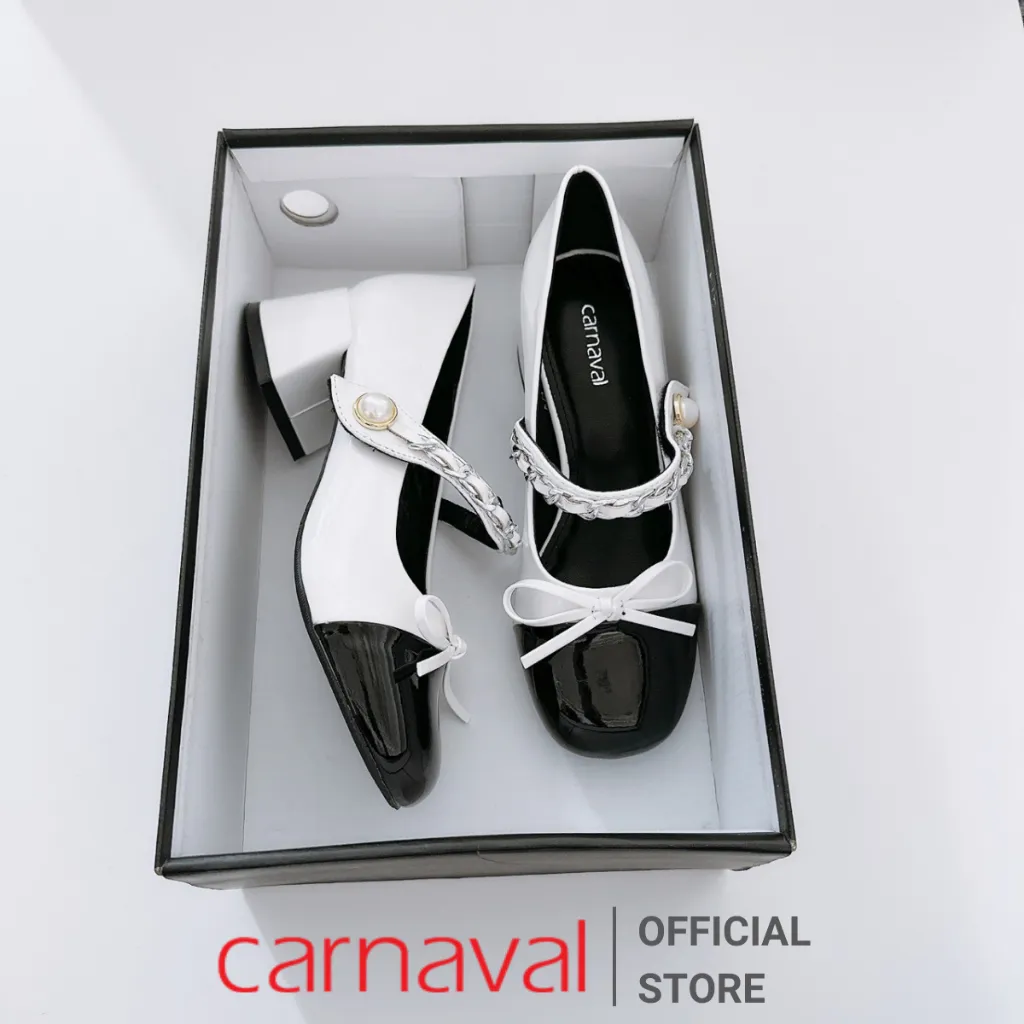 Ảnh Giày Nữ Cao Gót Kiểu Dáng Búp Bê Trang Trí Nơ, Quai Gài Đính Ngọc Trai Carnaval Siểu Xinh - VS83 4