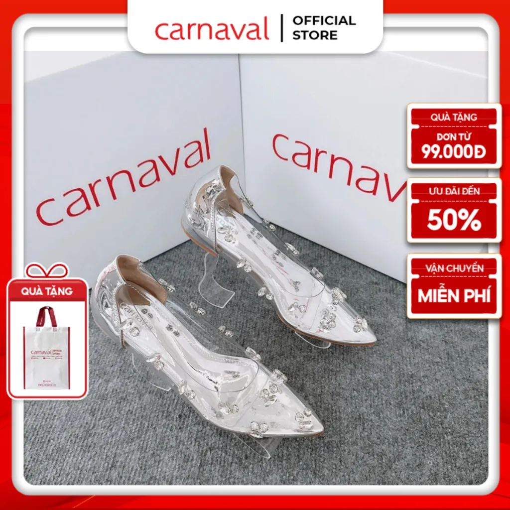 Ảnh Giày Nữ Carnaval Đính Đá Trong Suốt Mũi Nhọn Hậu Bít Siêu Lấp Lánh - Sang Trọng - VS52 1