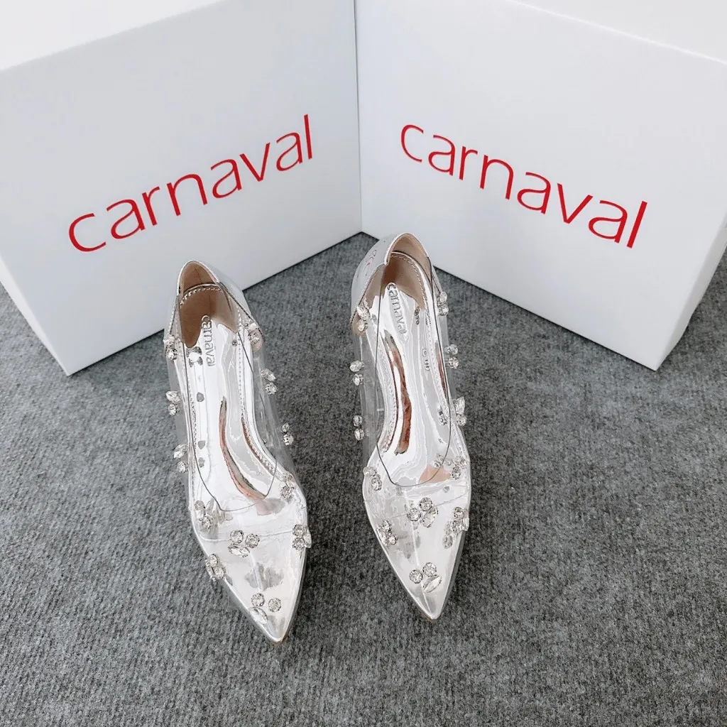 Ảnh Giày Nữ Carnaval Đính Đá Trong Suốt Mũi Nhọn Hậu Bít Siêu Lấp Lánh - Sang Trọng - VS52 2