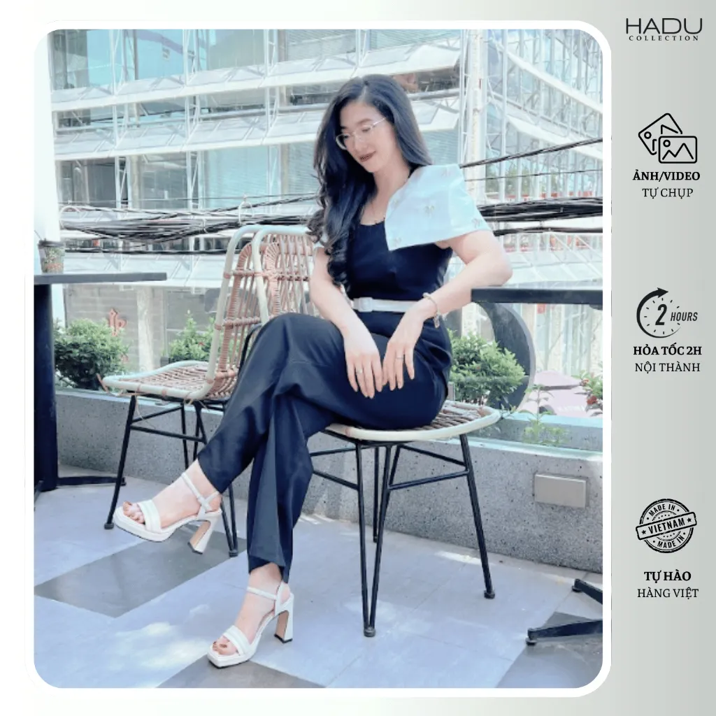 Ảnh Giày Nữ Đế Cao 9P Gót Vuông Quai Ngang ARES HADU MM956 Đế Đúp Sườn Kép Bảo Hành 12T 2