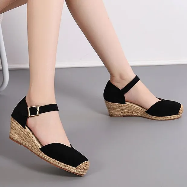 Ảnh Giày Nữ Đế Xuồng Bọc Cói Da Lộn Sang Trọng Siêu Êm Nhẹ Tôn Dáng 5Cm Phù Hợp Đi Học Đi Làm Đi Chơi 1