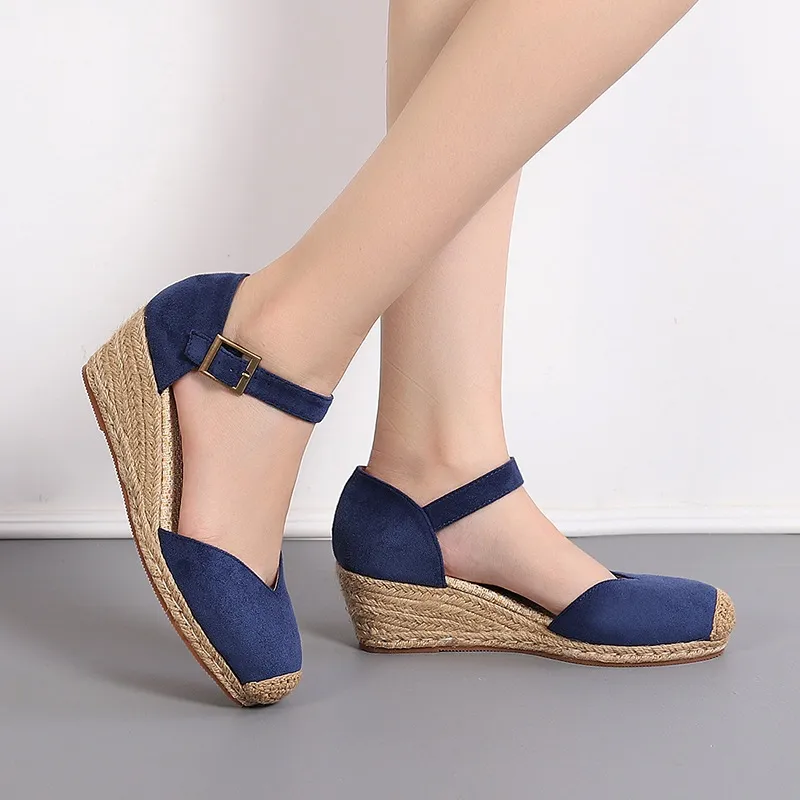 Ảnh Giày Nữ Đế Xuồng Bọc Cói Da Lộn Sang Trọng Siêu Êm Nhẹ Tôn Dáng 5Cm Phù Hợp Đi Học Đi Làm Đi Chơi 2