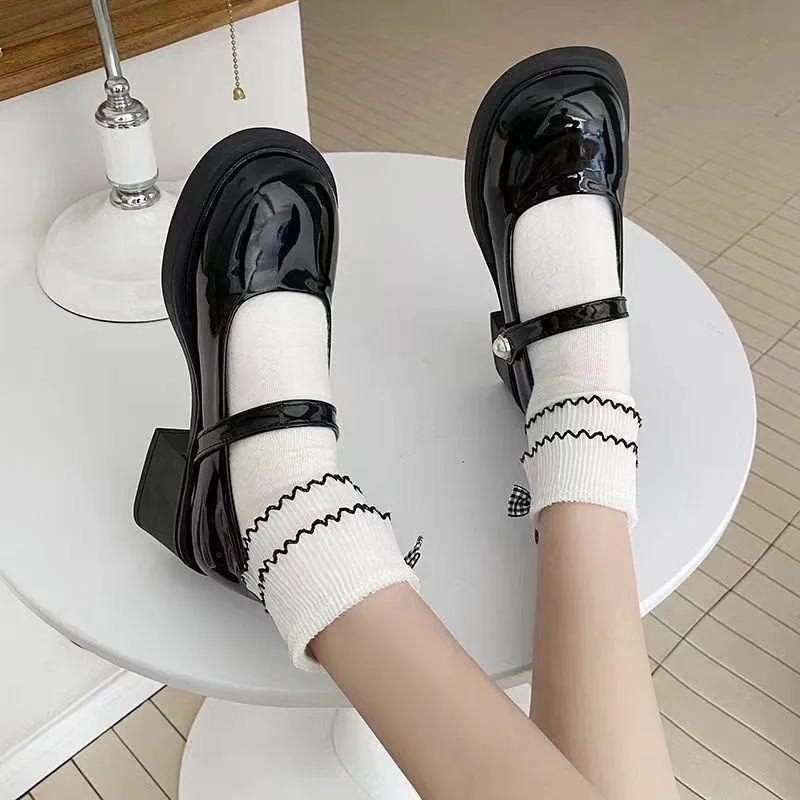 Ảnh Giày nữ Lolita quai ngang đính hạt FAROSA giày búp bê Lolita đế cao 5cm Phong Cách Hàn Quốc TV68 4