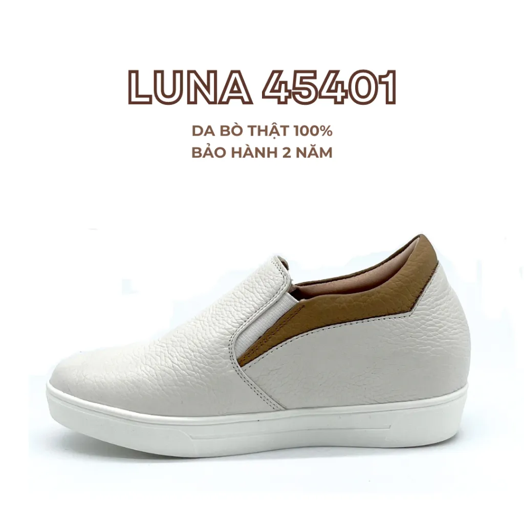 Ảnh Giày nữ độn đế 5p LUNASHOES45401 slip on không dây da bò mềm êm chân đẹp dễ phối  đồ 3