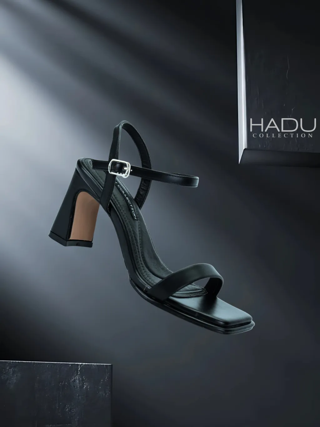 Ảnh Giày Sandal Cao Gót 7P Đế Vuông Quai Ngang EVELYN HADU M7144 Da PU Cao Cấp Đế TPR Chống Trượt BH 12T 2