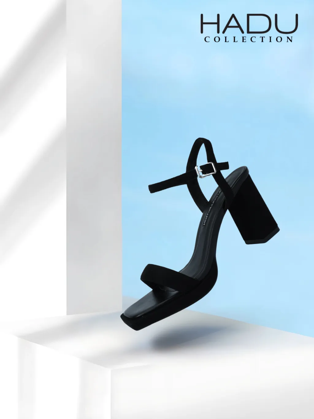 Ảnh Giày Sandal Cao Gót 9P Đế Vuông Quai Ngang Phối Màu HADU M7140 Da PU Cao Cấp BH 12T 4