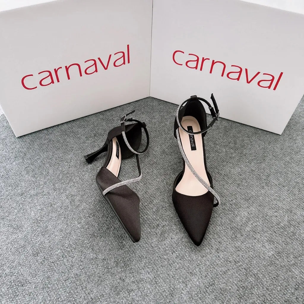 Ảnh Giày sandal cao gót mũi nhọn Carnaval cao 7 phân đính xoàn đá siêu sang - VS18 4