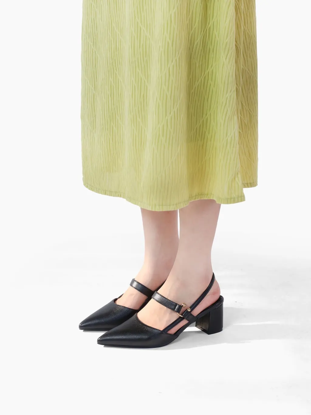 Ảnh Giày sandal cao gót nữ slingback mũi nhọn thanh lịch phối màu nhẹ nhàng đế vuông Cillie 1167 2