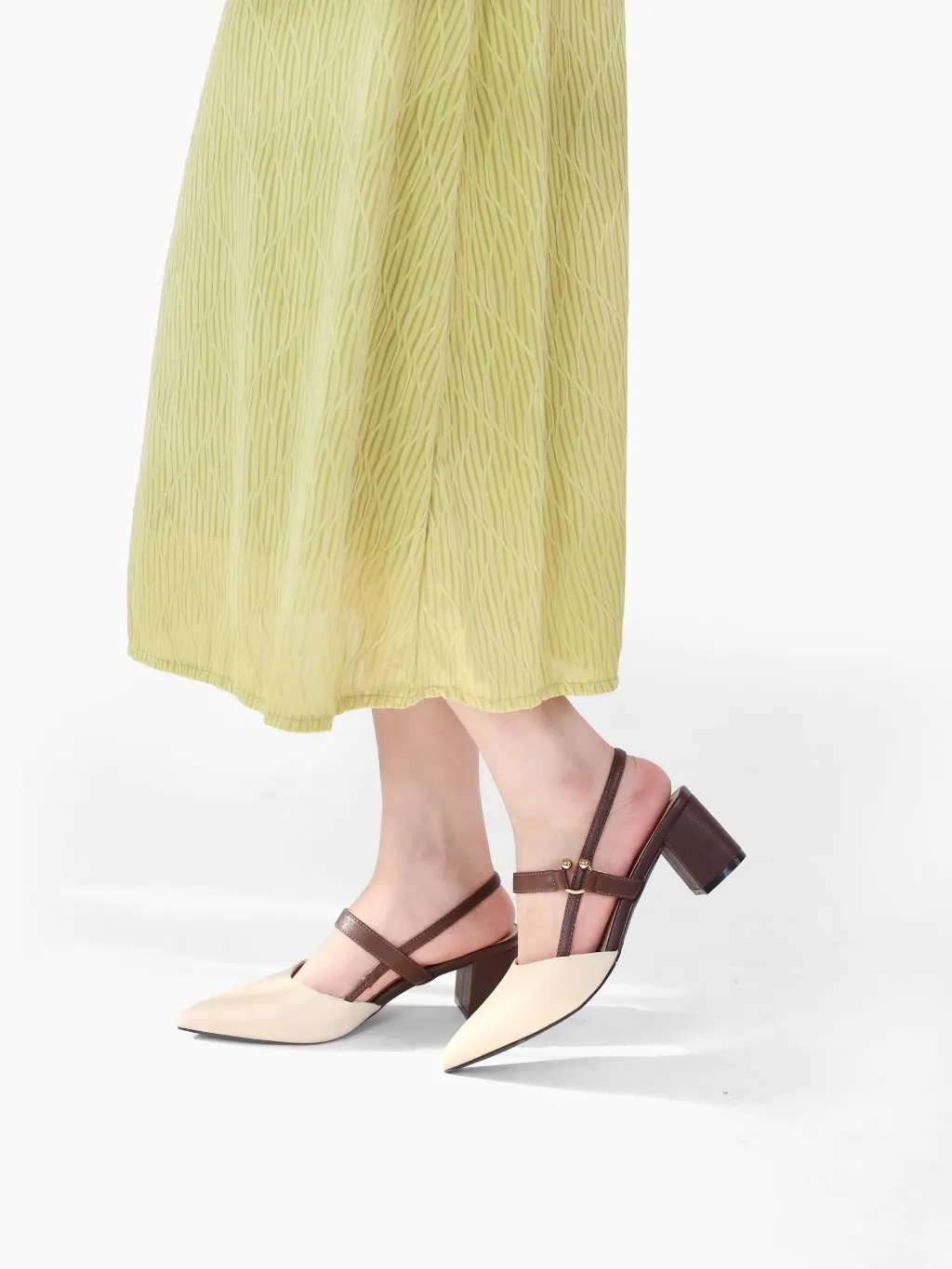 Ảnh Giày sandal cao gót nữ slingback mũi nhọn thanh lịch phối màu nhẹ nhàng đế vuông Cillie 1167 3