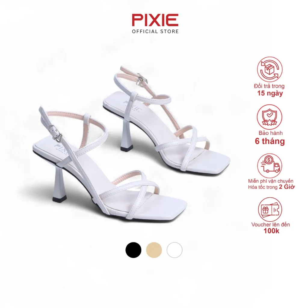 Ảnh Giày Sandal Cao Gót Nữ 7cm Quai Chéo Pixie H088 1