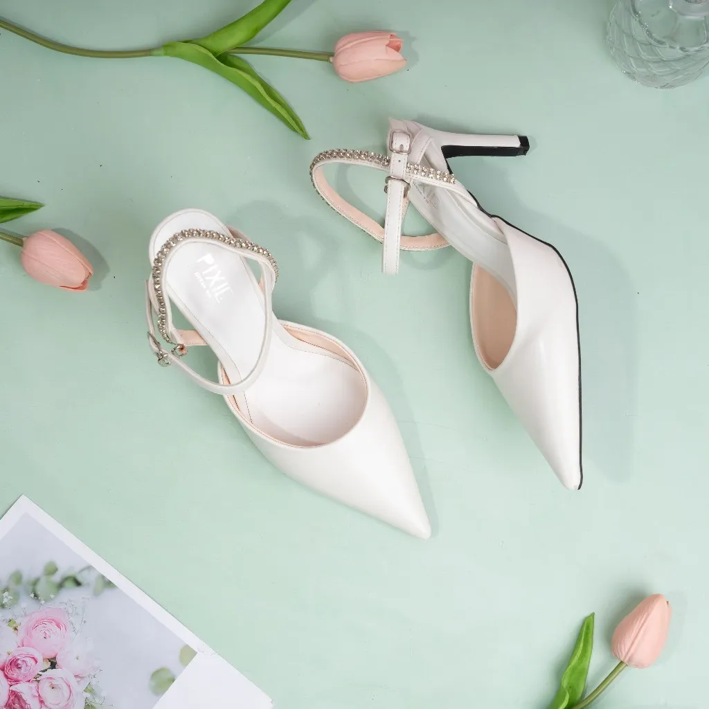 Ảnh Giày Sandal Cao Gót Nữ 8cm Bít Mũi Hậu Đính Đá Pixie H300 1