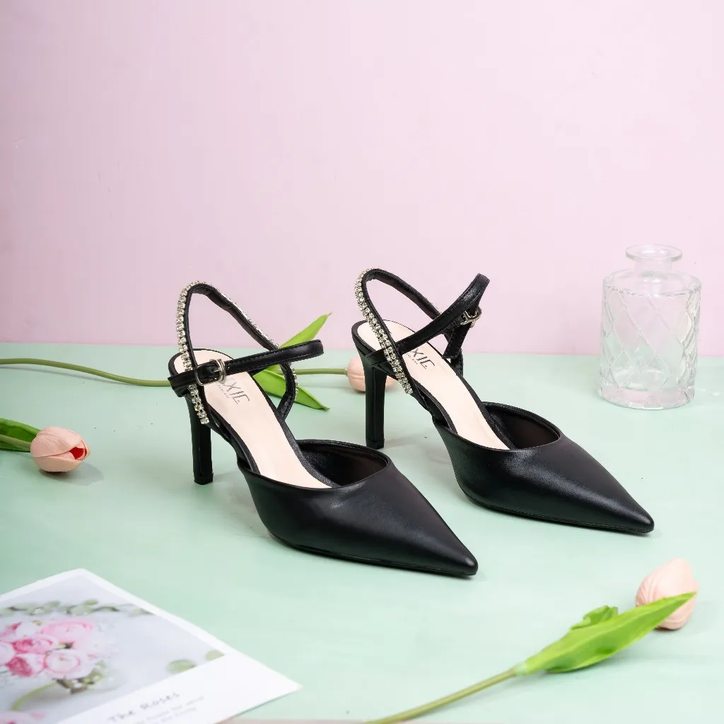 Ảnh Giày Sandal Cao Gót Nữ 8cm Bít Mũi Hậu Đính Đá Pixie H300 2