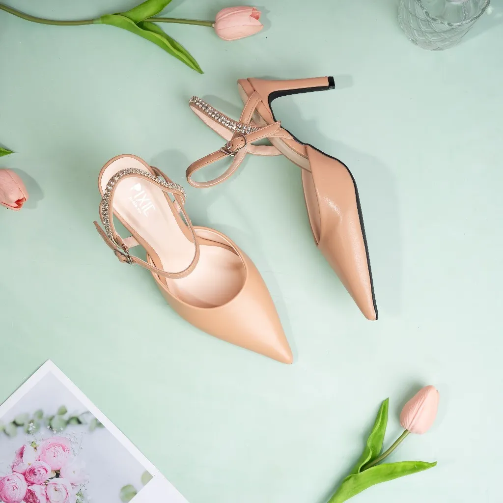 Ảnh Giày Sandal Cao Gót Nữ 8cm Bít Mũi Hậu Đính Đá Pixie H300 3