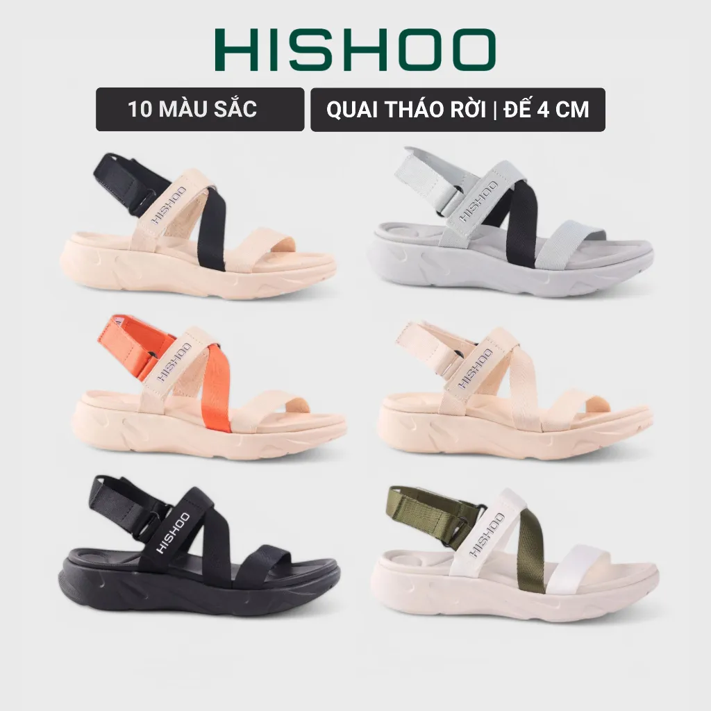 Ảnh Giày Sandal Dù Sport Nhẹ Êm Đi Học Đi Làm Đi Chơi Đế Cao 4 Cm Xé dán quai chéo quai dù nam, nữ HISHOO F001 1