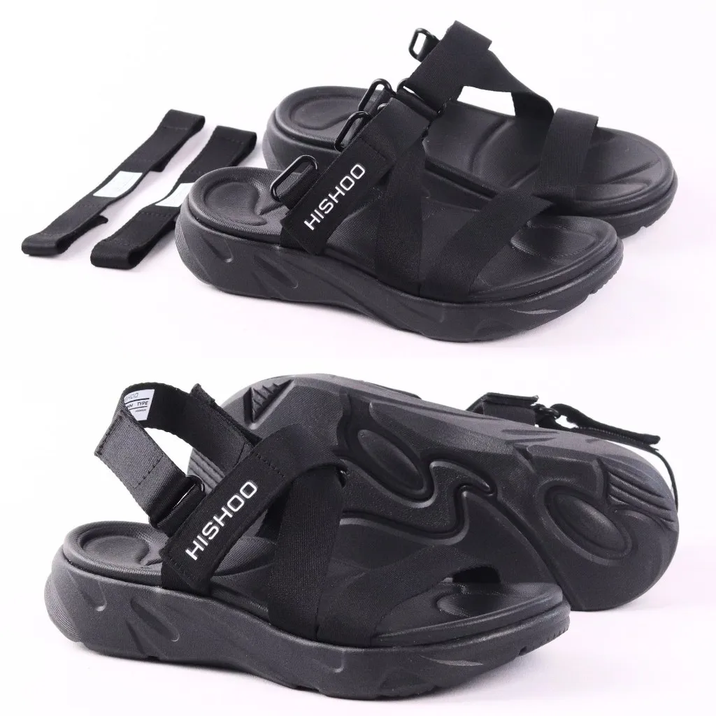 Ảnh Giày Sandal Dù Sport Nhẹ Êm Đi Học Đi Làm Đi Chơi Đế Cao 4 Cm Xé dán quai chéo quai dù nam, nữ HISHOO F001 3
