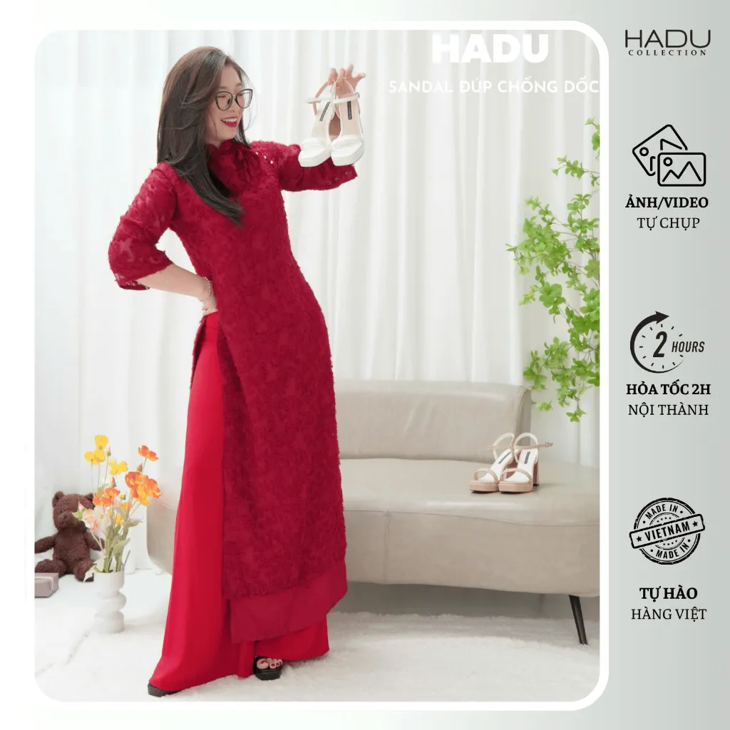 Ảnh Giày Sandal Gót Vuông 10P Quai Ngang HADU M1029 Chất Da PU Vân Cao Cấp, BH 12T 2