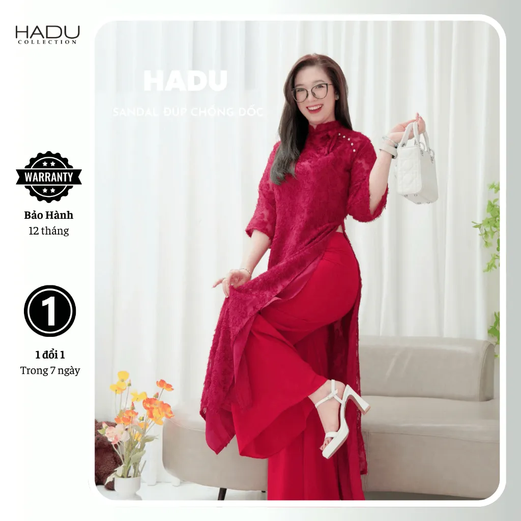Ảnh Giày Sandal Gót Vuông 10P Quai Ngang HADU M1029 Chất Da PU Vân Cao Cấp, BH 12T 3