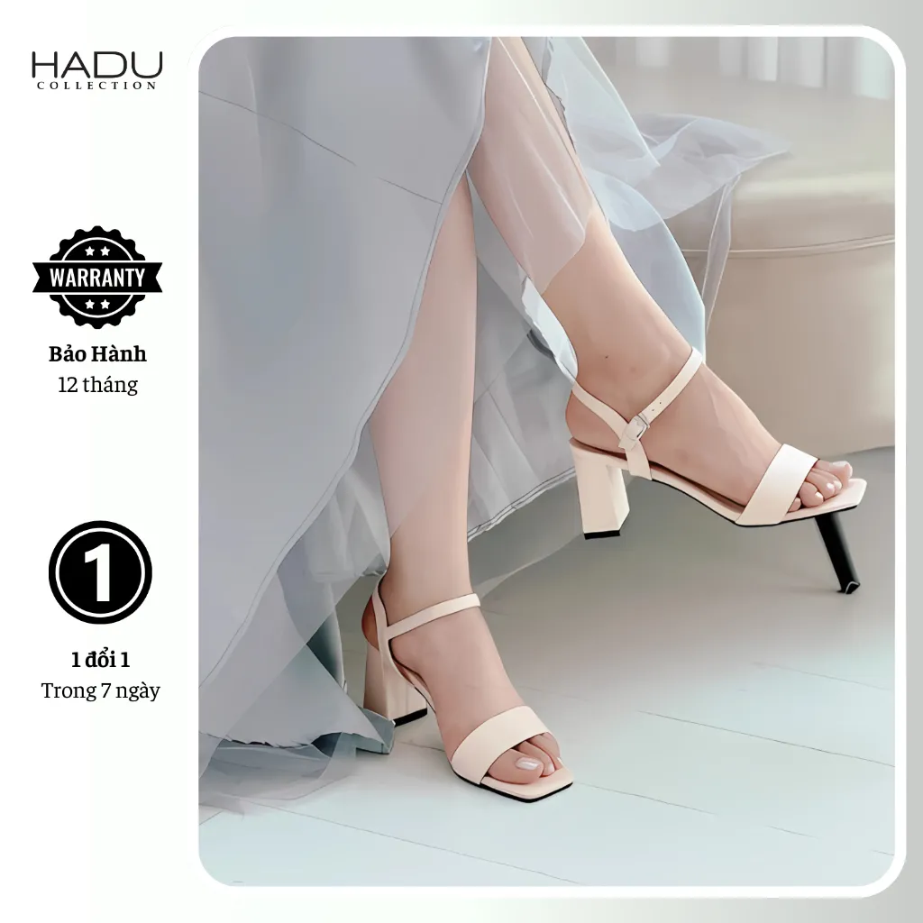 Ảnh Giày Sandal Gót Vuông 7P Quai Ngang HADU HS502 Kiểu Dáng Basic Công Sở Bảo Hành 12T 3