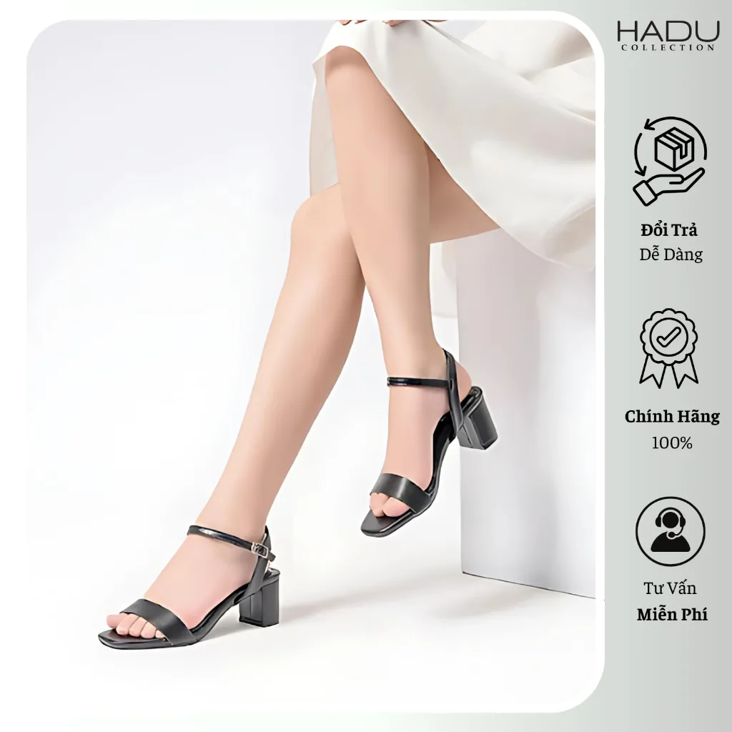 Ảnh Giày Sandal Gót Vuông 7P Quai Ngang HADU HS502 Kiểu Dáng Basic Công Sở Bảo Hành 12T 4