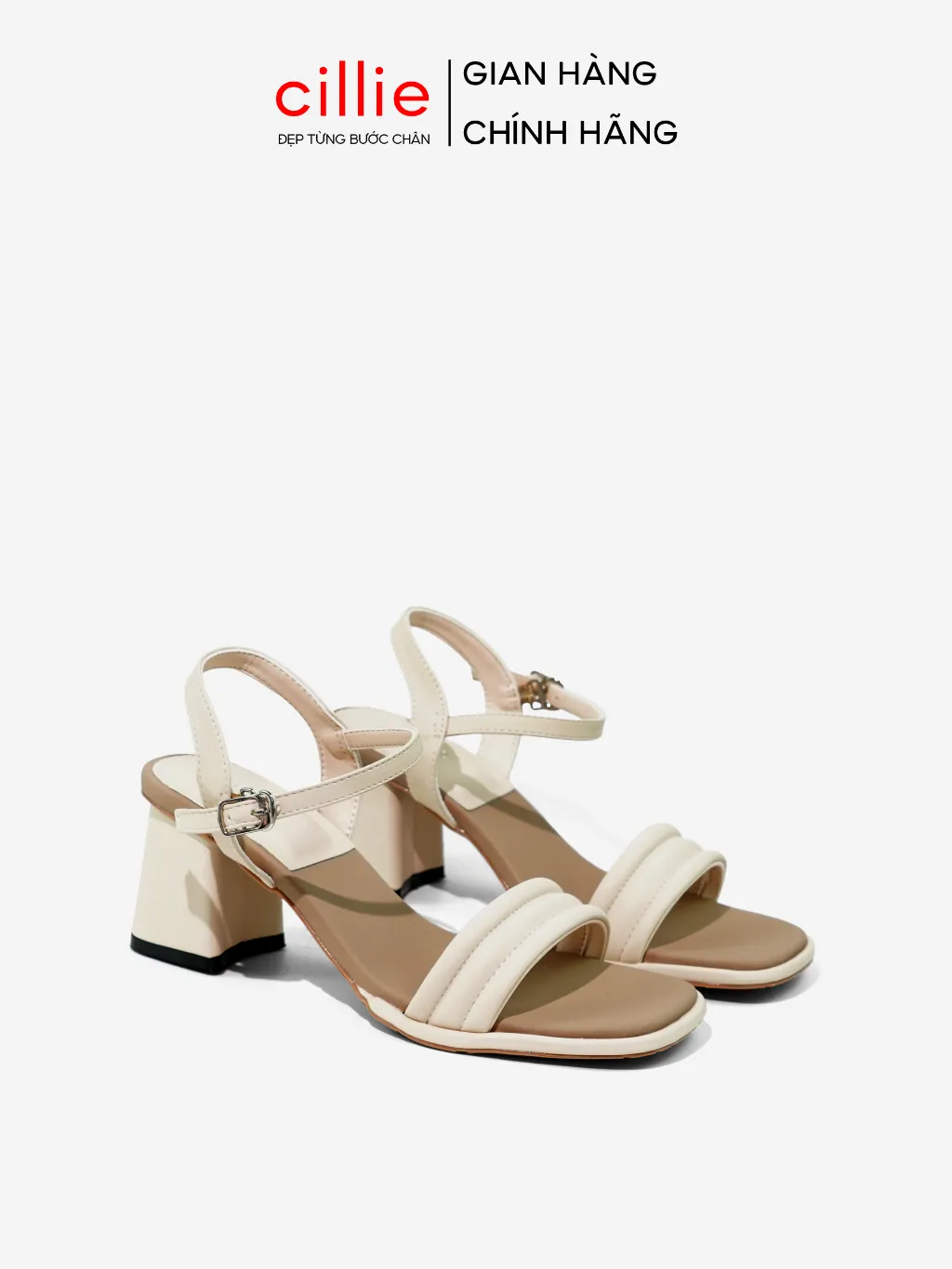 Ảnh Giày Sandal Gót Vuông Cao Gót Nữ Cillie Quai Phồng Đế Vuông 7cm Chống Trơn SD28 1