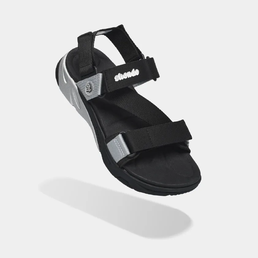 Ảnh Giày Sandal Nam Nữ F8M Êm Chân, Bền Màu Đen Xám Shondo F8M0110 2