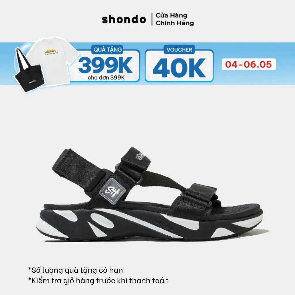 Ảnh Giày Sandal Nam Nữ Shondo Êm Chân, Bền F8 Đen Trắng Ver.2 F8M1012 1
