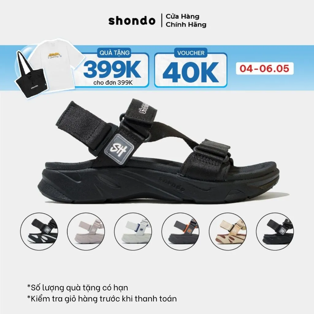 Ảnh Giày Sandal Nam Nữ Shondo Êm Chân, Bền F8 Full Đen Ver.2 F8M1112 1