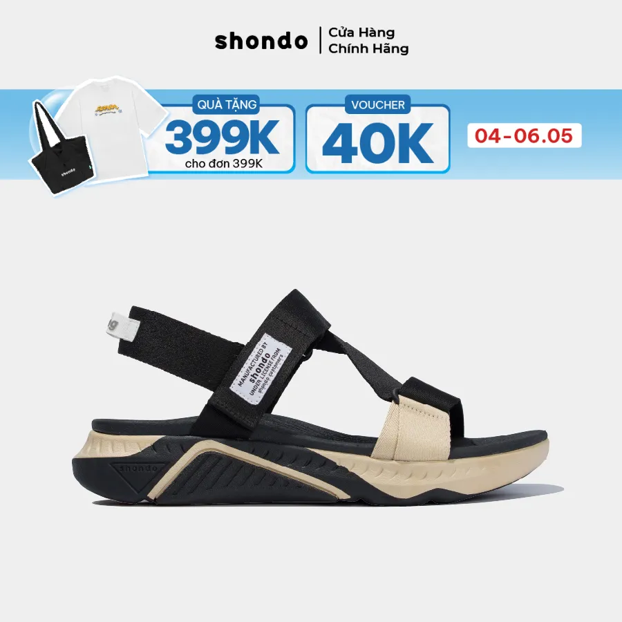 Ảnh Giày Sandal Nam Nữ SHONDO F7 Racing Thời Trang, Êm, Nhẹ, Đi Học Đi Chơi Màu Đen Be F7R1125 1