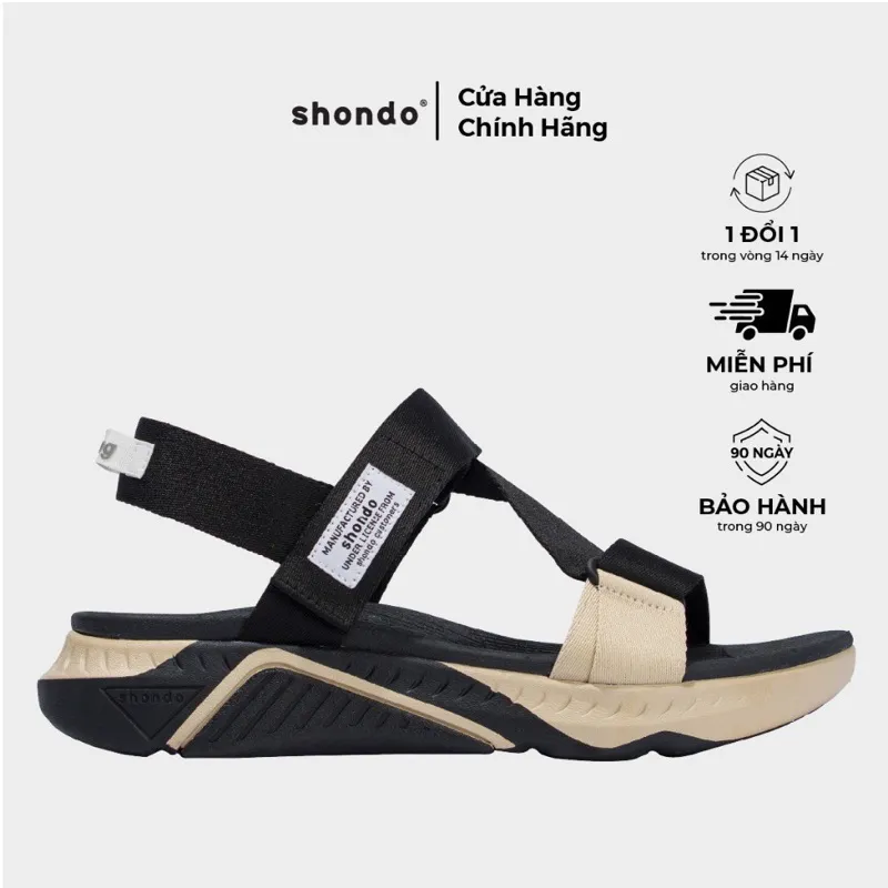 Ảnh Giày Sandal Nam Nữ SHONDO F7 Racing Màu Đen Be F7R1125 1