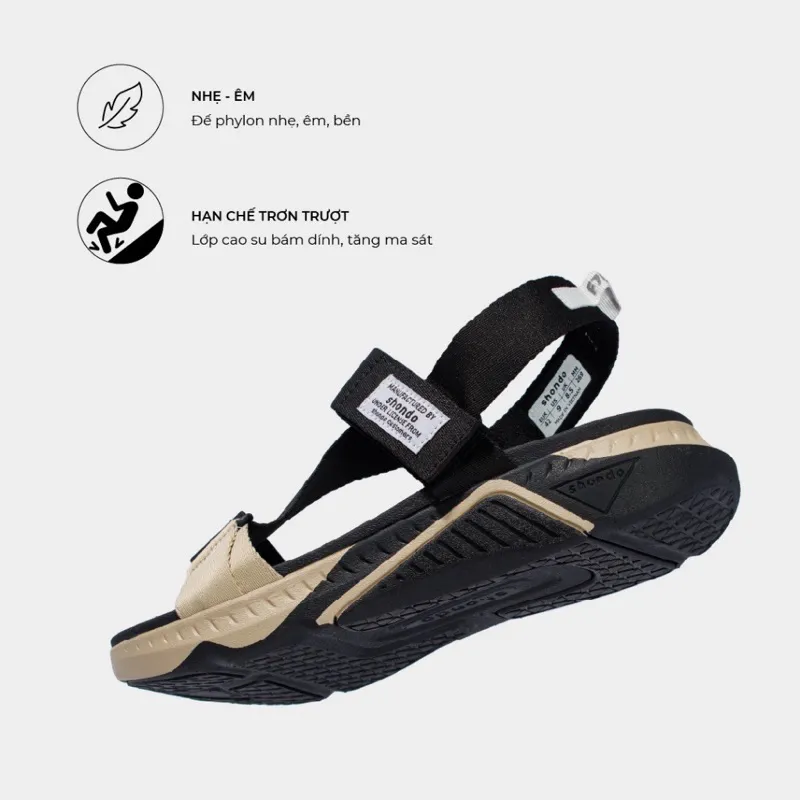 Ảnh Giày Sandal Nam Nữ SHONDO F7 Racing Màu Đen Be F7R1125 4