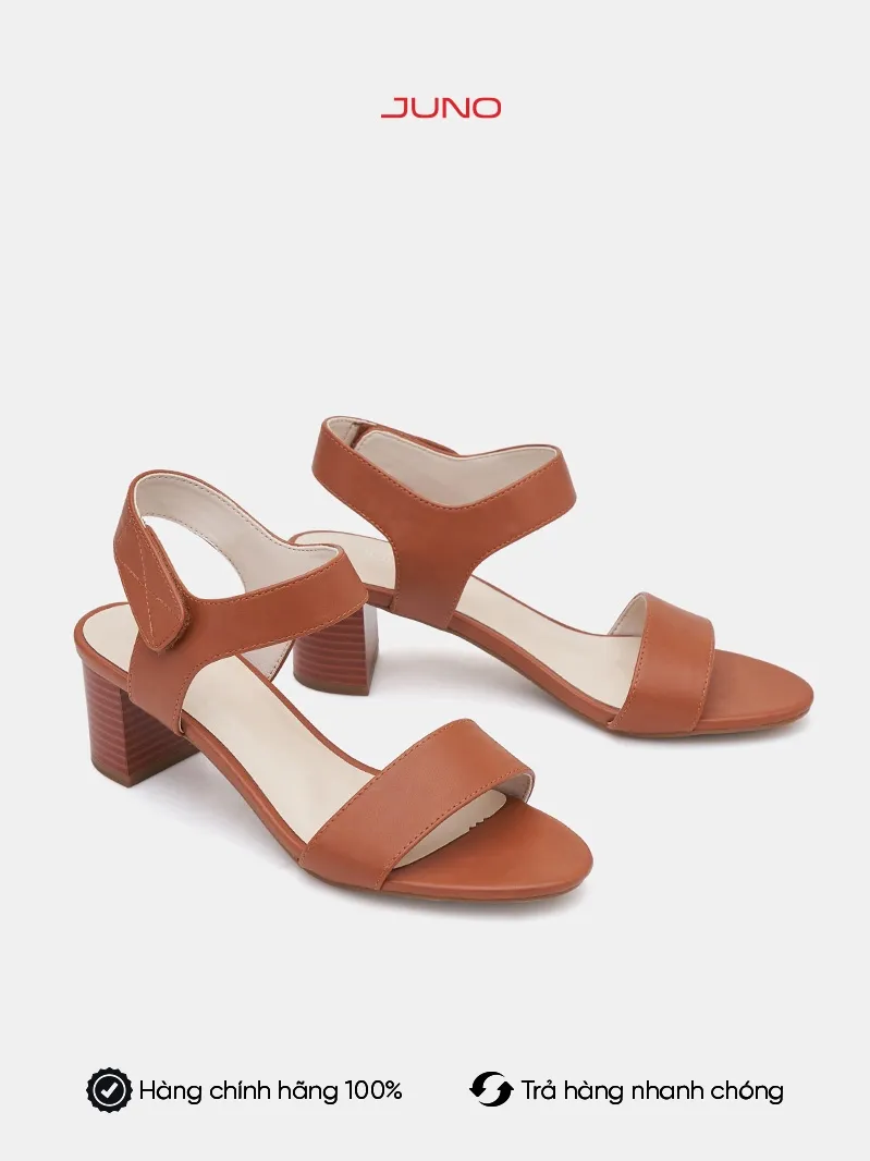 Ảnh Giày Sandal Nữ 5cm Thời Trang JUNO Gót Vuông Quai Ngang SD05003 1
