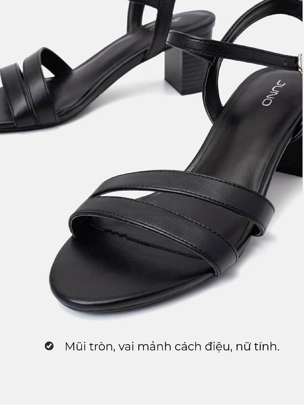 Ảnh Giày Sandal Nữ 5cm Thời Trang JUNO Gót Vuông Quai Mặt Bất Đối Xứng SD05044 3