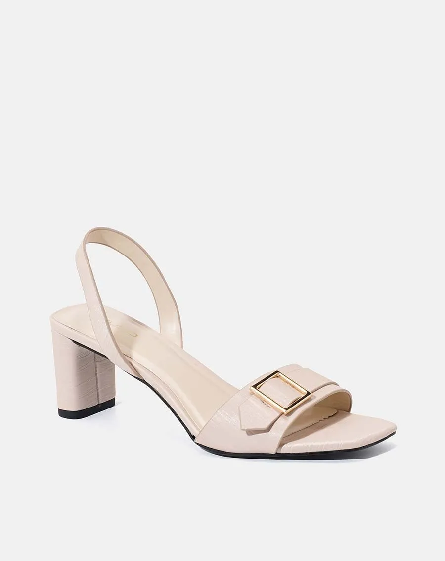 Ảnh Giày Sandal Nữ 7cm Thời Trang JUNO Mũi Vuông Khóa Trang Trí SD07044 4