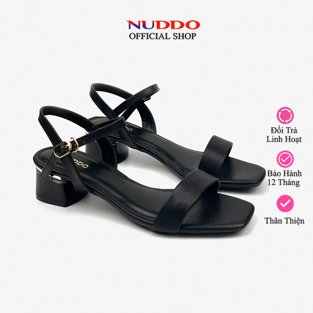 Ảnh Giày sandal nữ cao gót 3 phân gót vuông quai ngang, dép nữ đế thấp da mềm thời trang NUDDO _ N320 1