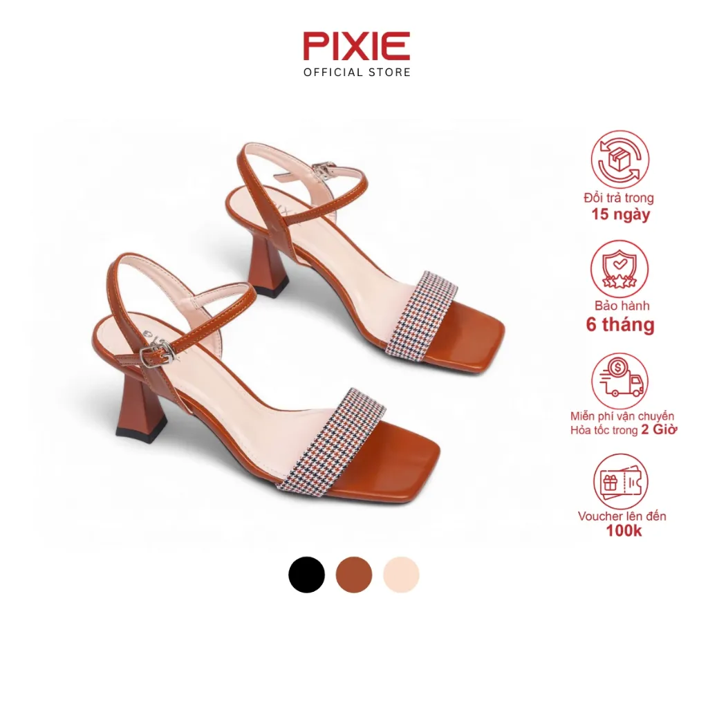 Ảnh Giày Sandal Nữ Cao Gót 7cm Phối Màu Thời Trang Pixie X958 1