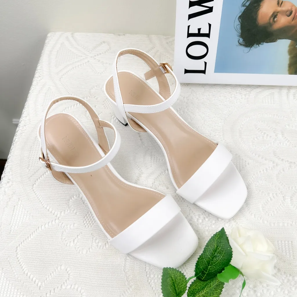 Ảnh Giày Sandal Nữ Cao Gót Đế Vuông 5 Phân Quai Ngang, Dép Guốc Quai Hậu Basic Cao 5cm NUDDO_NS501 4