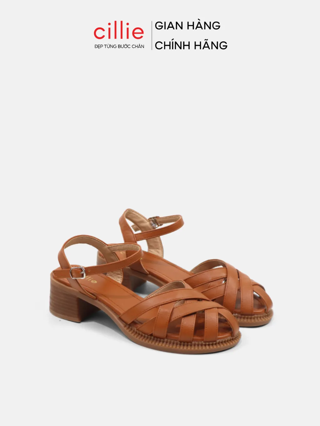 Ảnh Giày Sandal Nữ Cillie Mũi Rọ Đan Dây Độc Đáo Gót Vuông 5p 1067 1