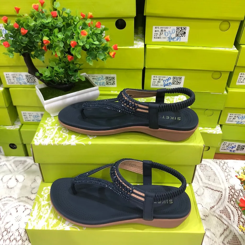 Ảnh Giày Sandal Nữ, Dép Xỏ Ngón Quai Hậu Đế Bệt Quai Dây Đế Cao 3Cm Phù Hợp Đi Học Đi Làm Đi Chơi 3