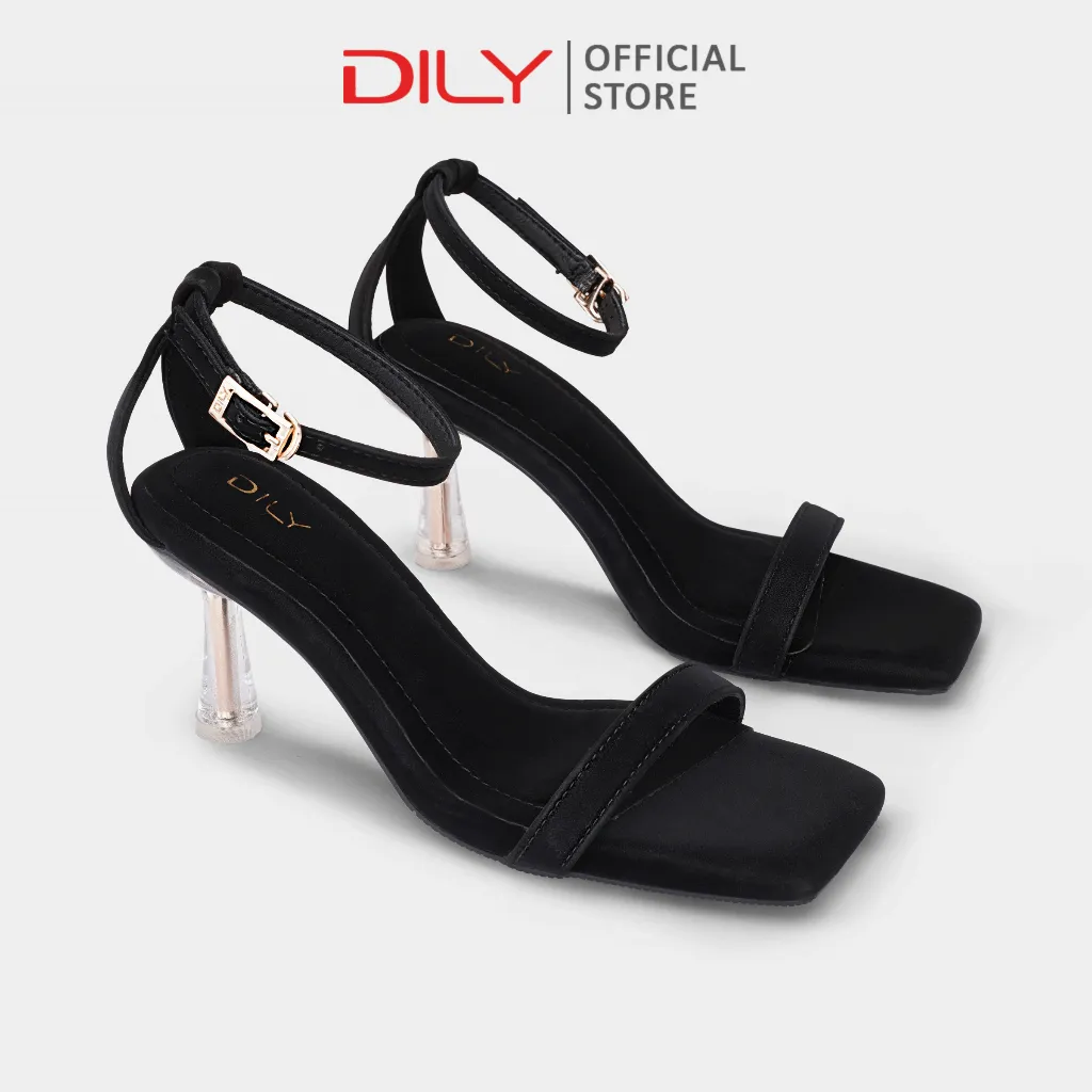 Ảnh Giày sandal nữ DILY quai mảnh tôn chân, sandal cao gót gót trong suốt ánh vàng cao 7cm DL0526 2