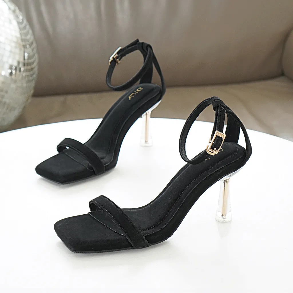 Ảnh Giày sandal nữ DILY quai mảnh tôn chân, sandal cao gót gót trong suốt ánh vàng cao 7cm DL0526 4