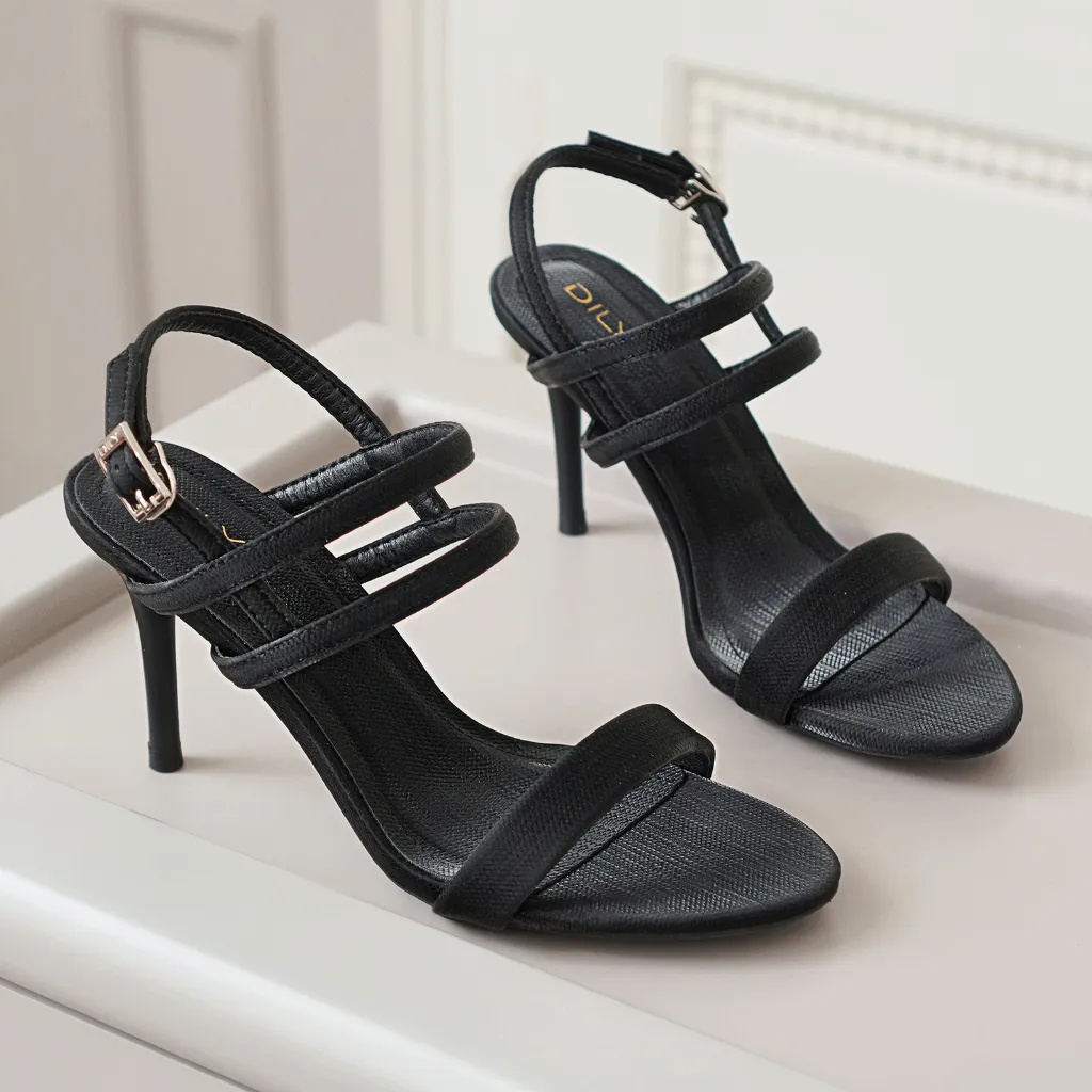 Ảnh Giày sandal nữ DILY quai mảnh basic bít hậu , sandal cao gót da vân tôn dáng cao 8cm DL0572 3