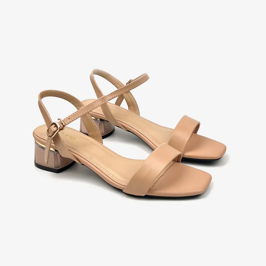 Ảnh Giày Sandal Nữ Đế Vuông 3 Phân ,Dép Guốc Cao Gót Quai Ngang 3cm Da Mềm NUDDO _ N305 4