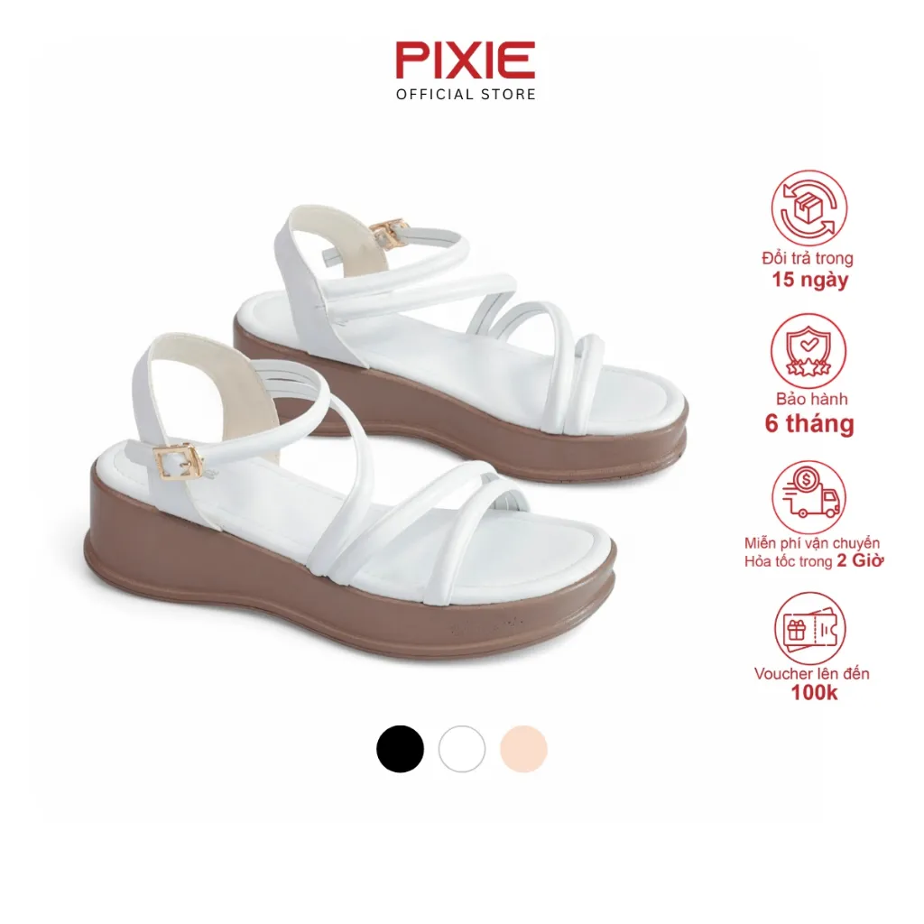 Ảnh Giày Sandal Nữ Đế Xuồng 5cm Quai Mảnh Pixie H307 1