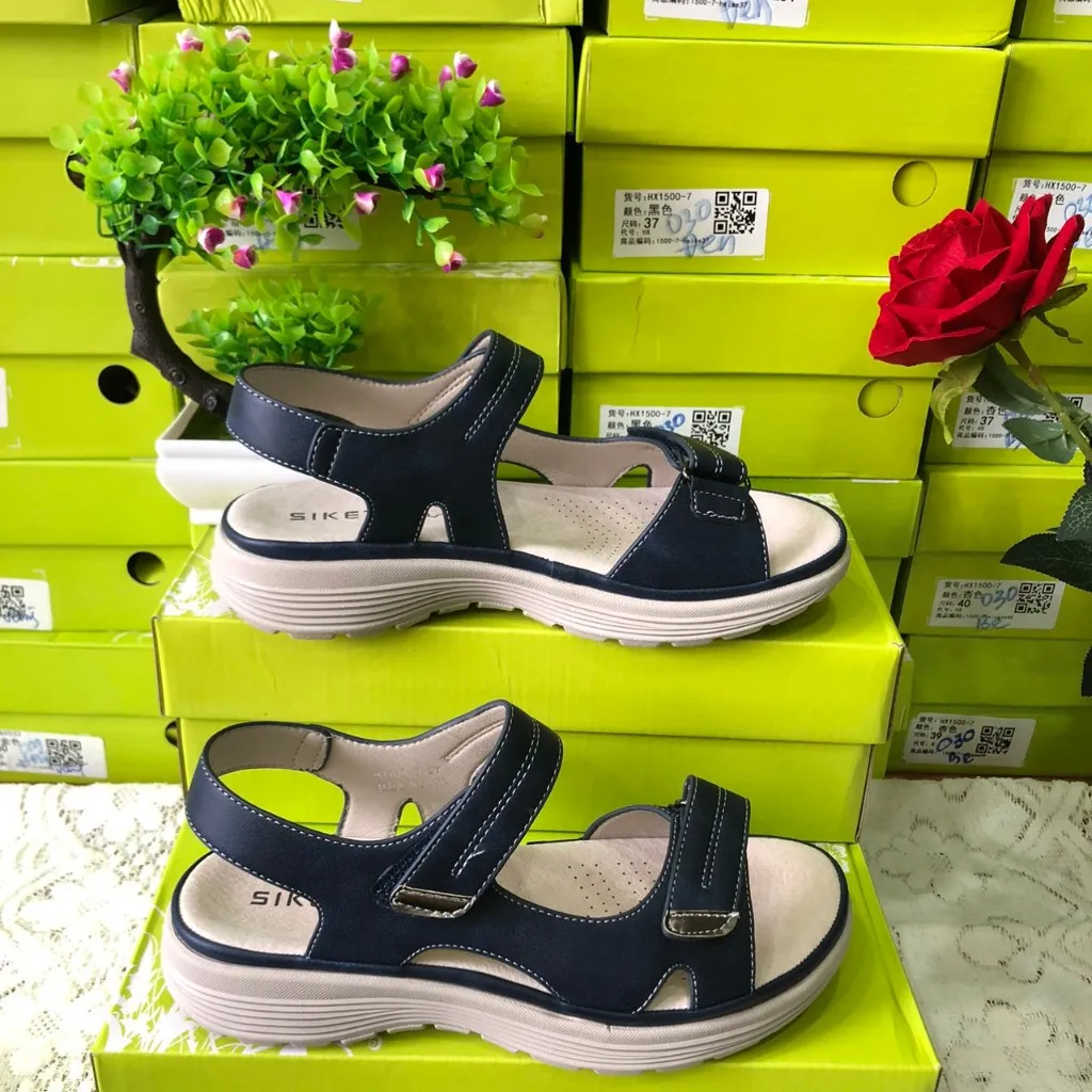 Ảnh Giày Sandal Nữ Quai Ngang Siêu Nhẹ Khóa Dán Tiện Lợi Phong Cách Khỏe Khoắn Năng Động Của Giới Nữ Đế Gót 3CM (004) 2