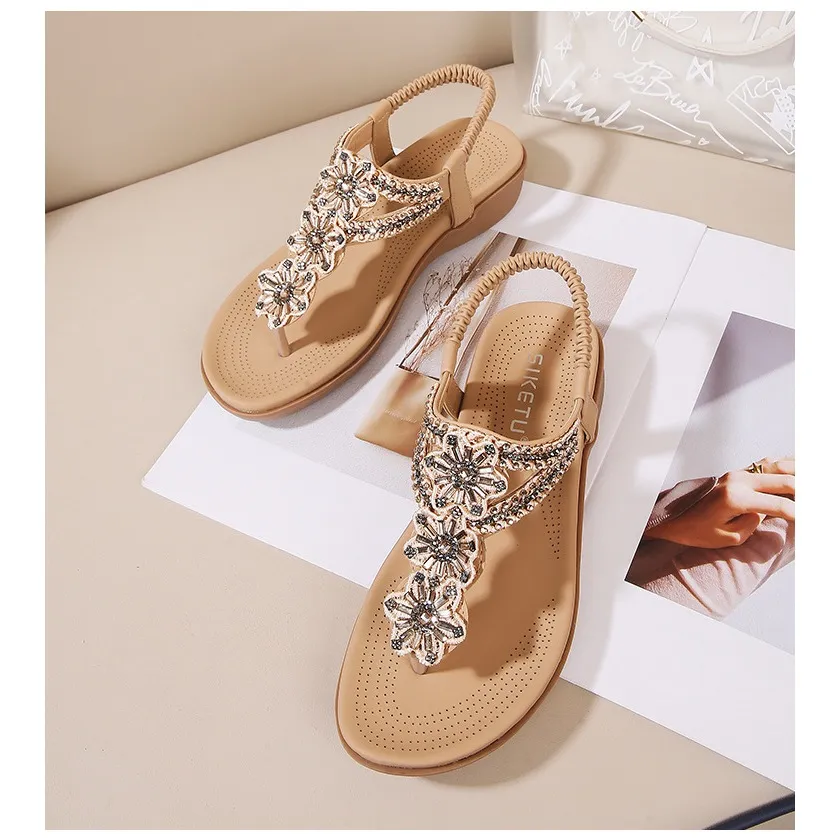 Ảnh Giày Sandal Nữ SIKETU, Dép Kẹp Êm Nhẹ Đính Hạt Sang Trọng Phù Hợp Đi Làm Đi Đi Chơi Phong Cách Âu Mỹ 3