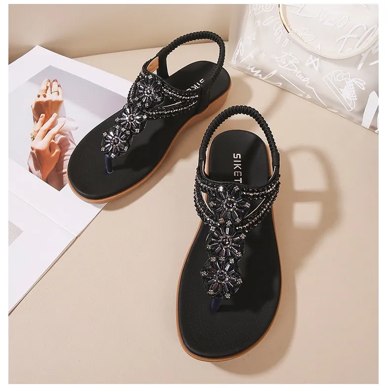 Ảnh Giày Sandal Nữ SIKETU, Dép Kẹp Êm Nhẹ Đính Hạt Sang Trọng Phù Hợp Đi Làm Đi Đi Chơi Phong Cách Âu Mỹ 4